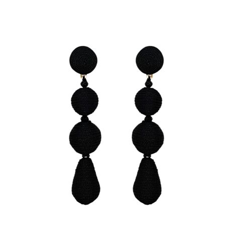 Black Multi Drop Woven Bead Earrings