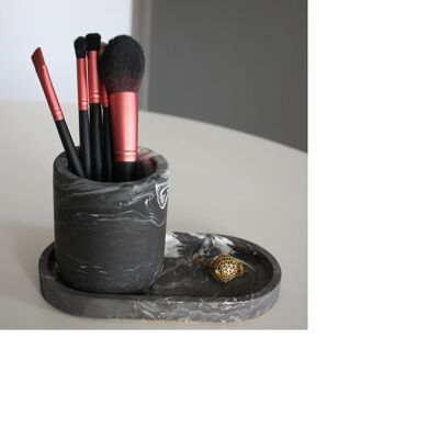 Pencil pot - brushes - toothbrush Marbled black