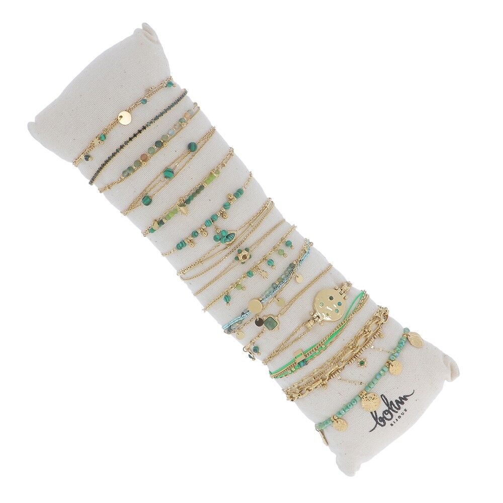 Kit de 16 pulseras - oro malaquita V2 - expositor gratuito