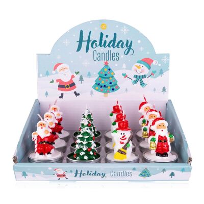 Bougie NOEL , 4 modèles assortis WINTER CLASSICS-3860165
