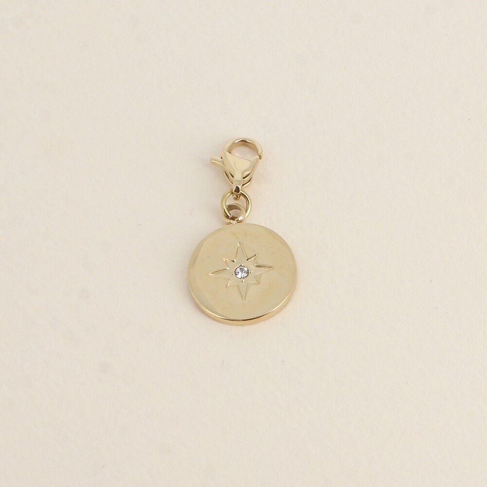 Charm Aloisia - medaglione con stella incisa e ossido di zirconio