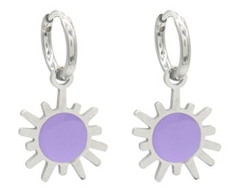 E221-212S S. Boucles d'Oreilles en Acier Soleil 1x2.5cm Lila-Argent 1