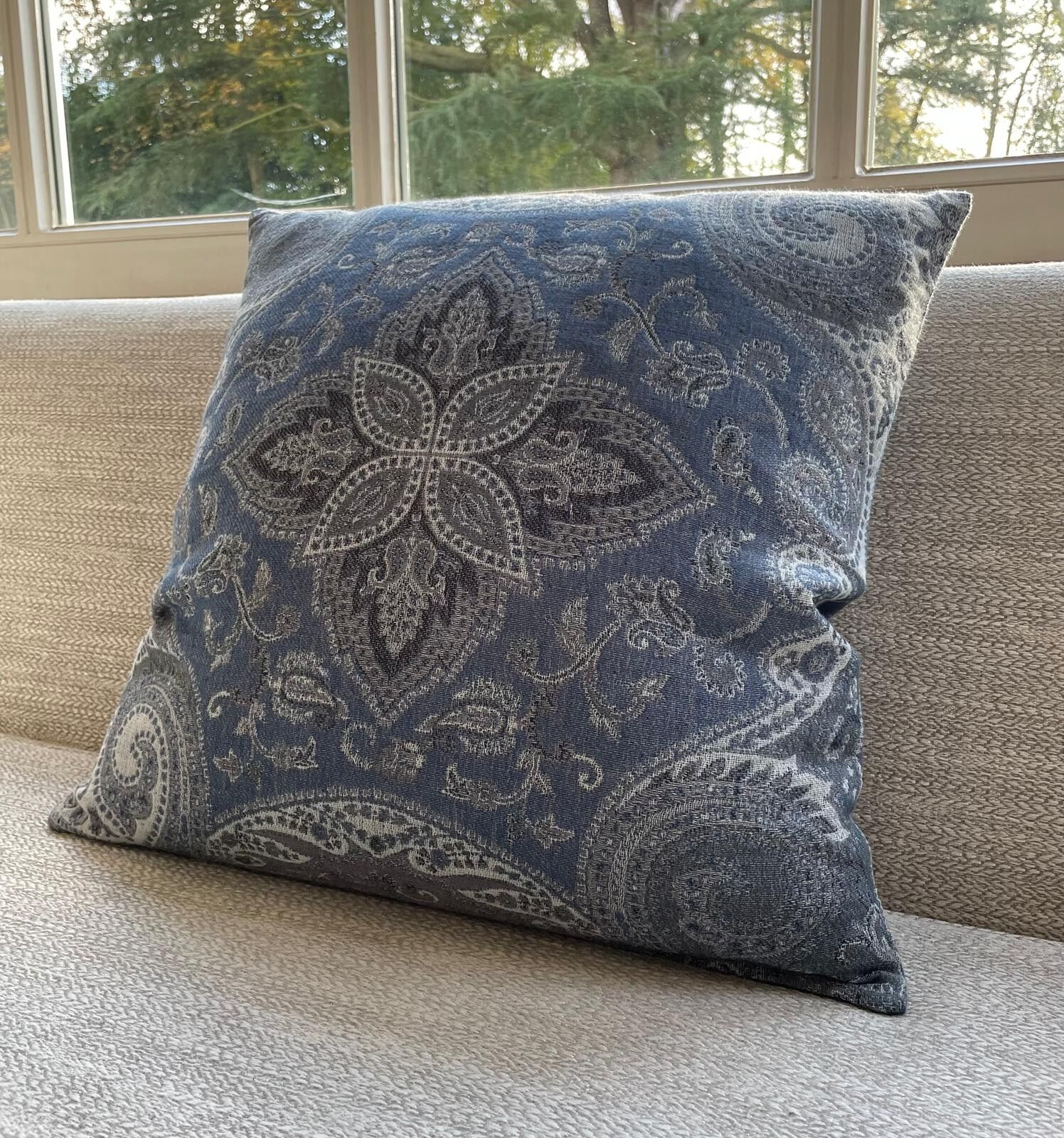 Kissenbezug aus Wolle und Baumwolle - blaugrau - (45x45cm) - PUNHAKA