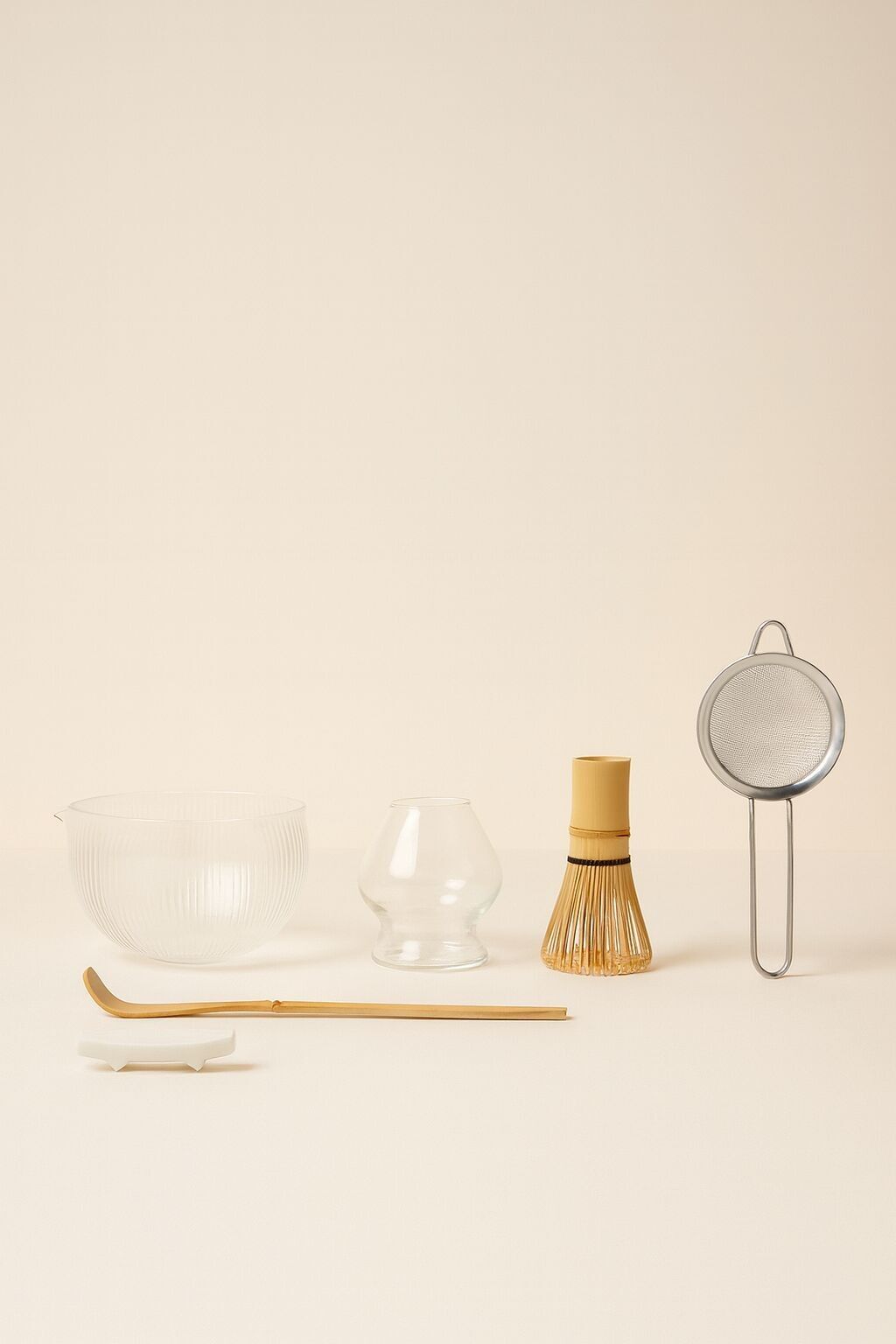 Matcha preparation gift set, 6 pieces, made of bamboo and glass