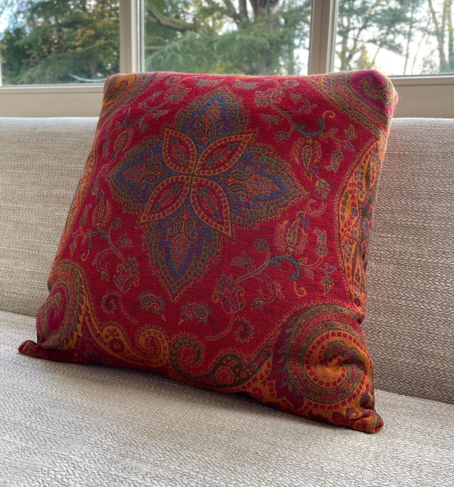 Kissenbezug aus Wolle und Baumwolle - rot-orange - (45x45cm) - PUNHAKA