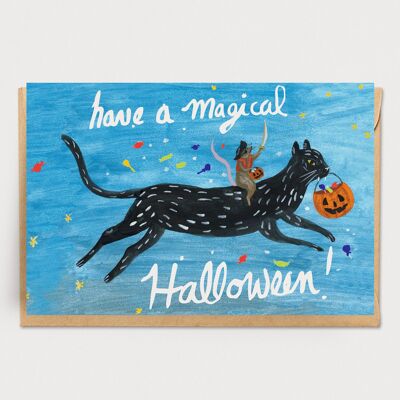 Biglietto con gatto di Halloween
