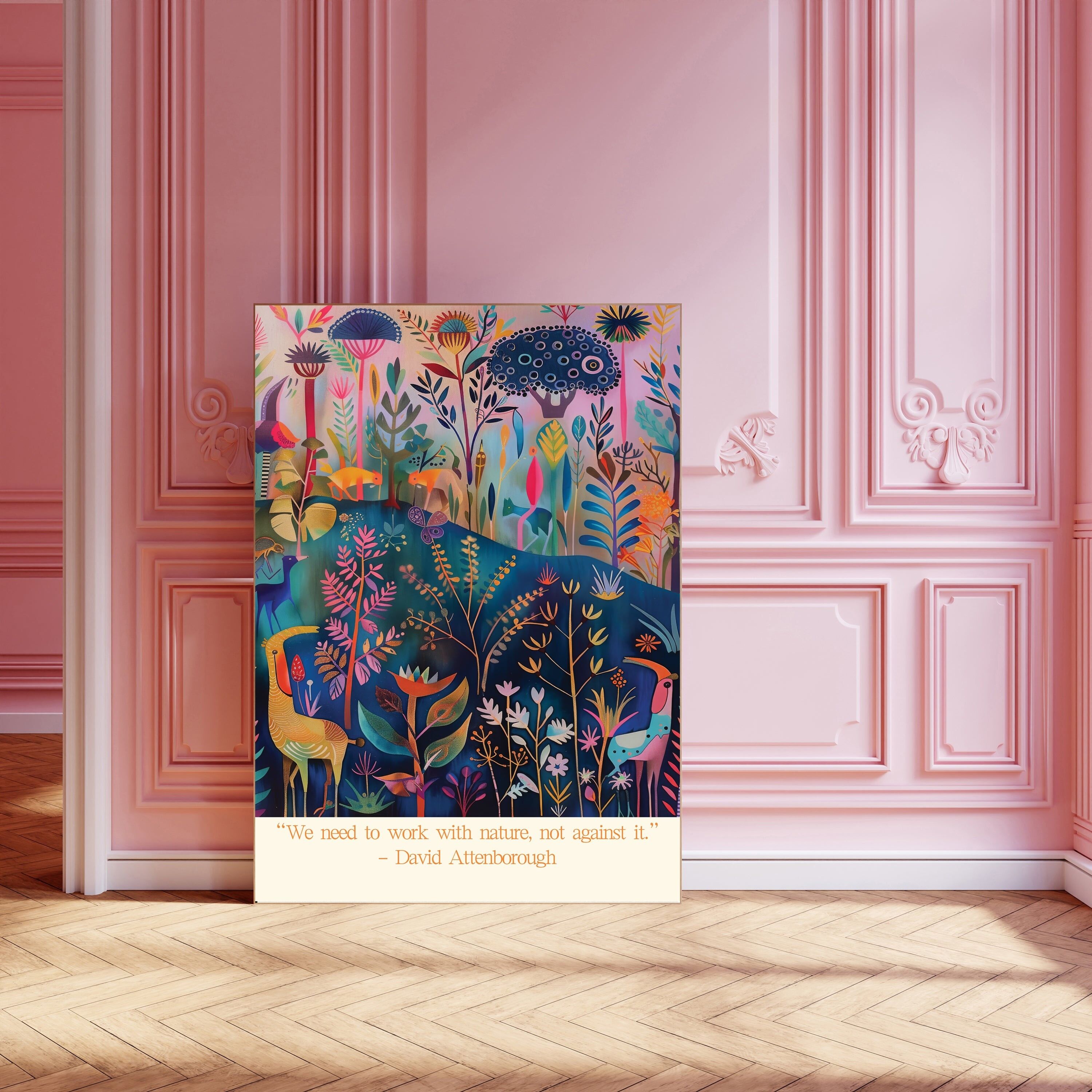 Stampa artistica con citazione botanica della giungla di David Attenborough