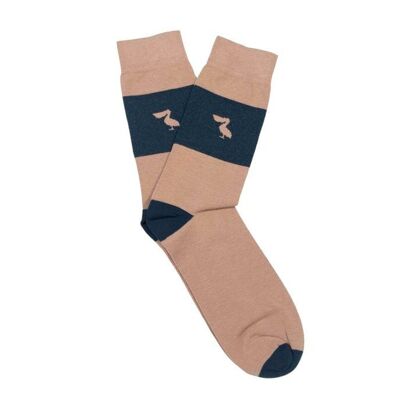 CALCETINES BEIGE BANDA AZUL