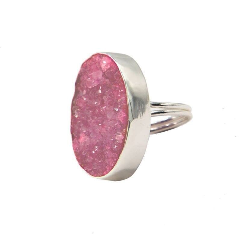 Galaxy Druzy Ring Silber Fuchsia mo