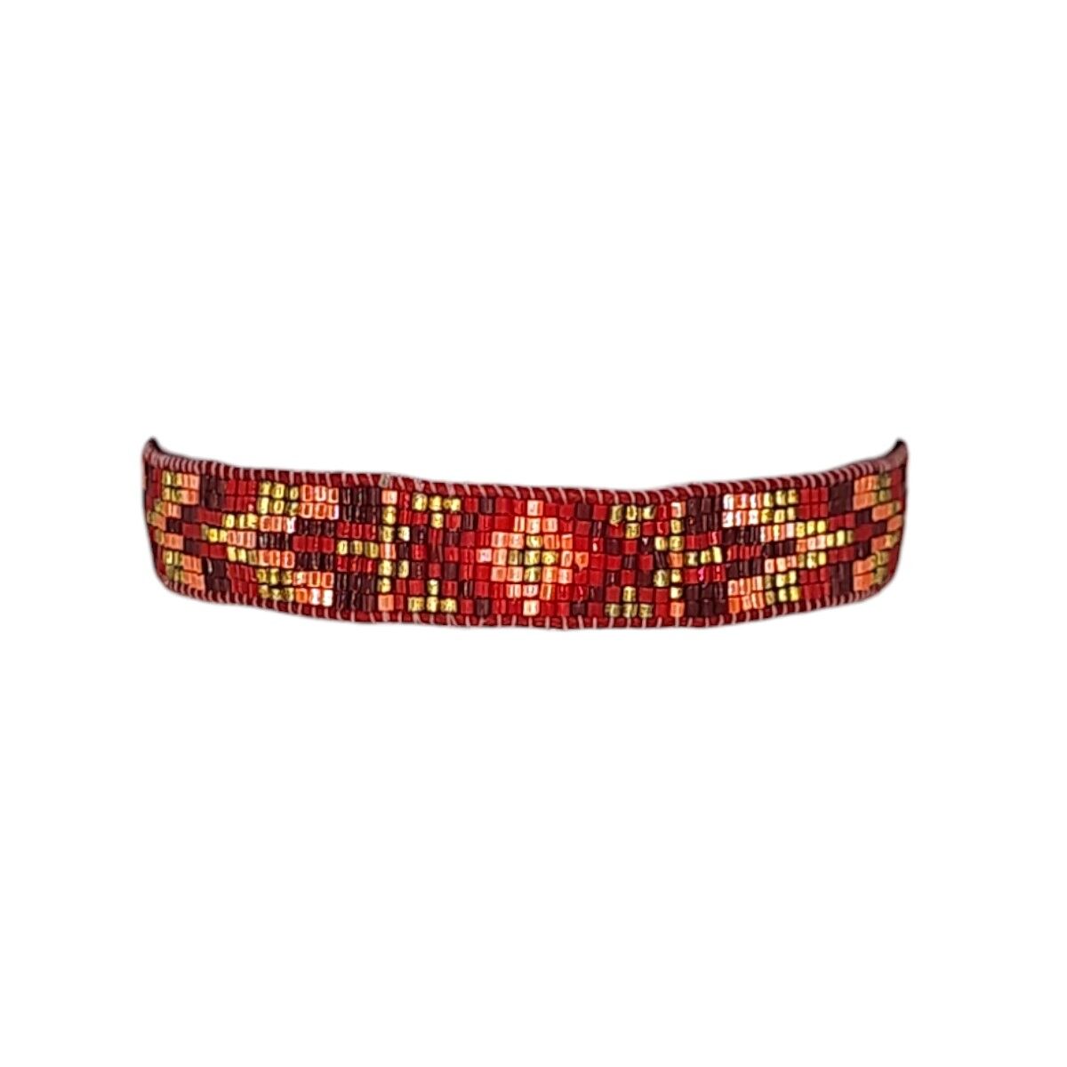 Bracciale azteco con perline miste rosse e marroni