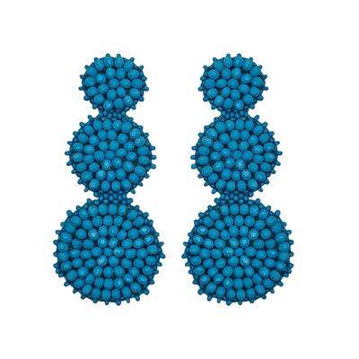 Pendientes colgantes de cristal de triple círculo turquesa