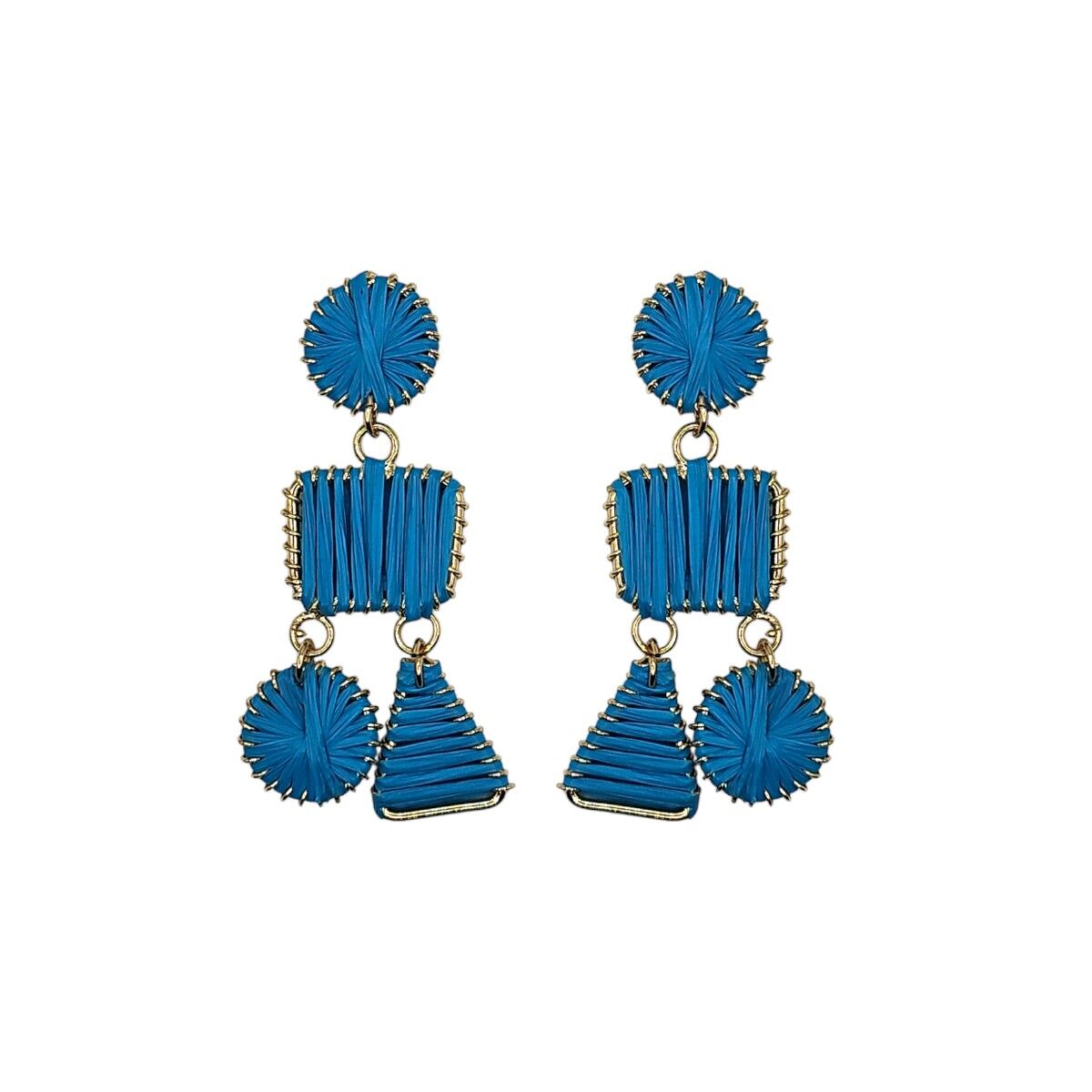 Türkise Ohrringe aus abstraktem Bast