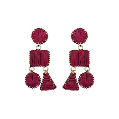 Pendientes colgantes con forma abstracta de rafia fucsia