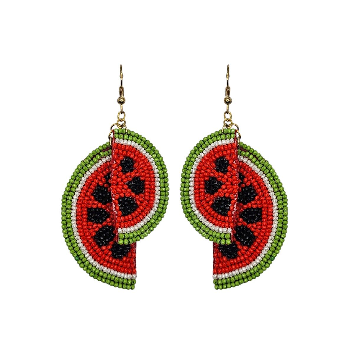 Orecchini pendenti a forma di doppia anguria con perline