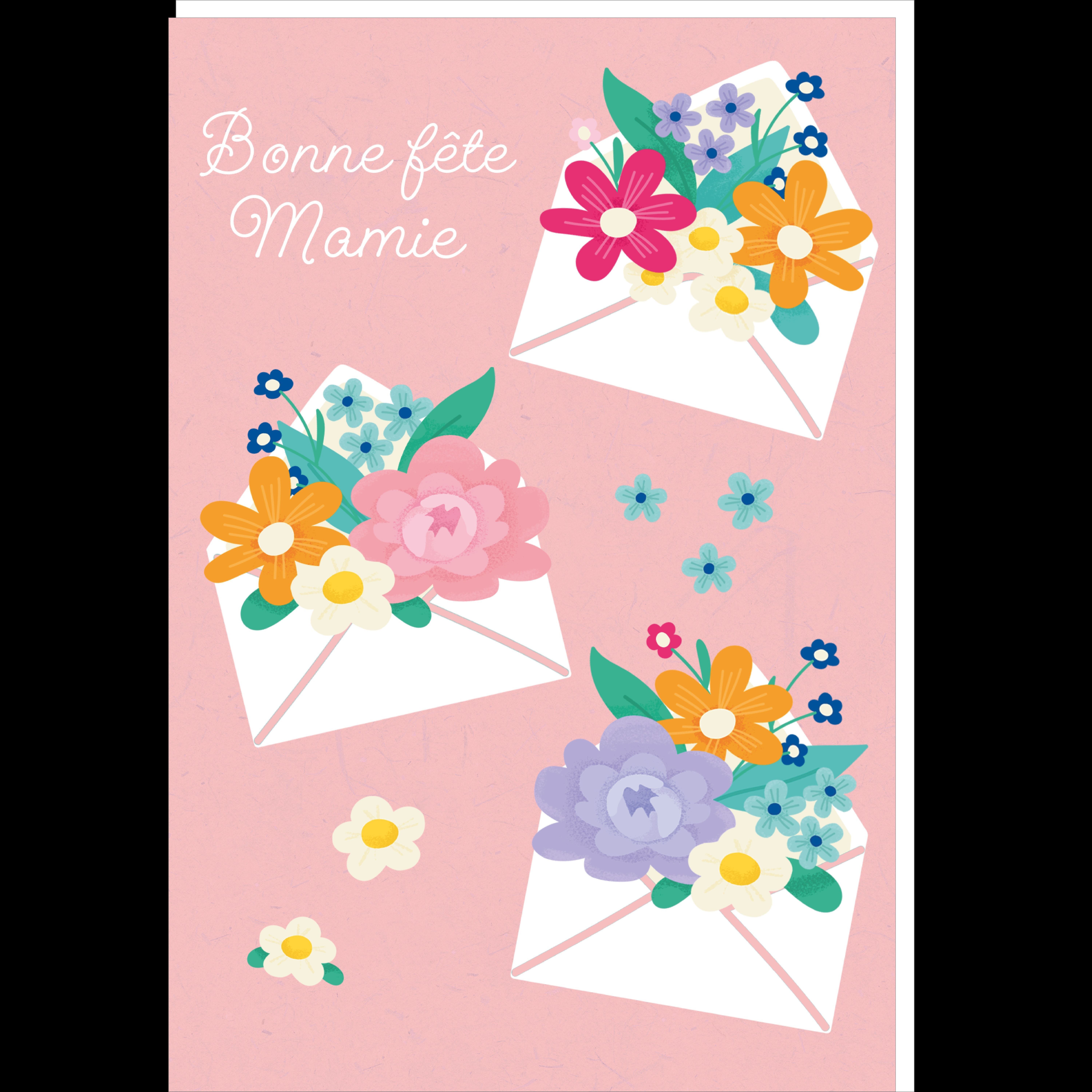 Großmuttertagskarte - Alles Gute zum Omatag 3 Blumenumschläge