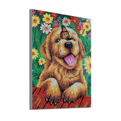 Peinture au diamant Chien avec papillon, 24x34 cm, forets spéciaux
