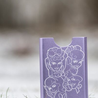 Thin king card holder - lavender birds