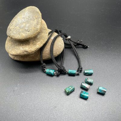 Pulsera de crisocola y cordón hecha a mano, cierre universal, para todos los géneros