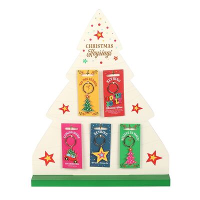 Juego de 25 llaveros navideños nostálgicos en exposición