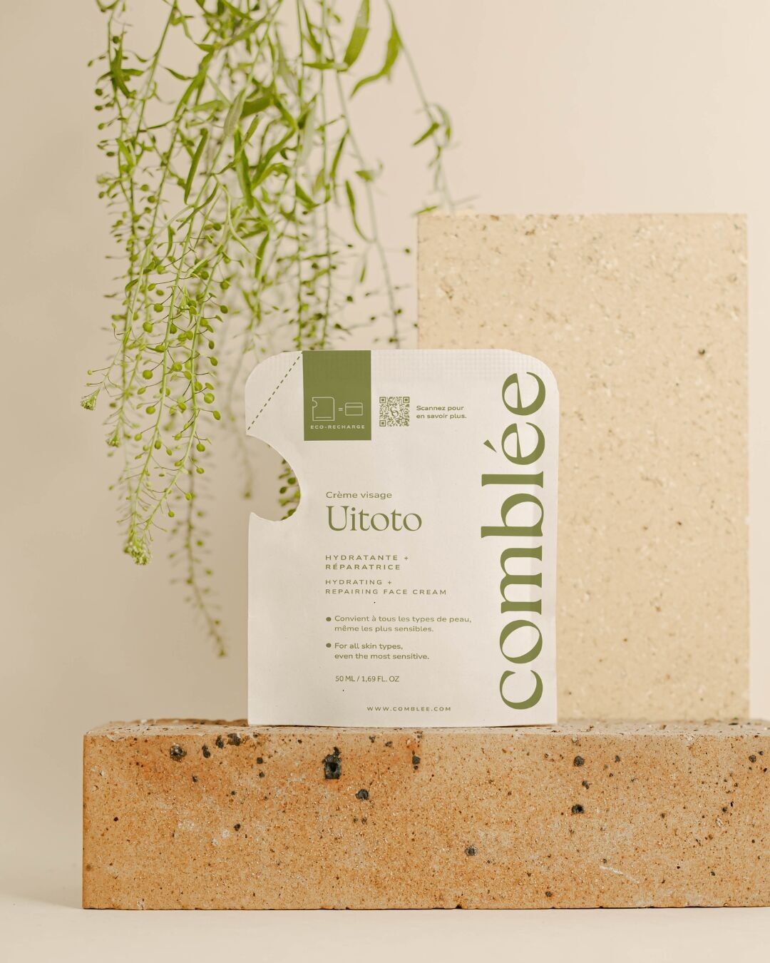 Uitoto Gesichtscreme-Nachfüllpackung – Feuchtigkeitsspendend + Reparierend