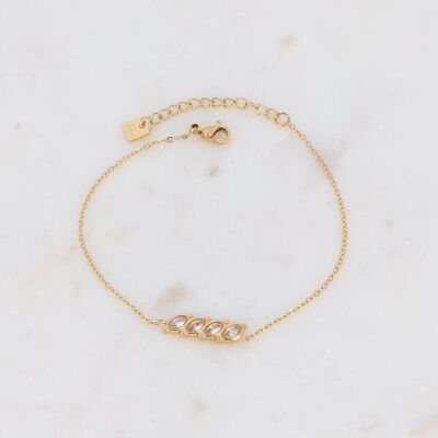 Gold May bracelet with white zirconias