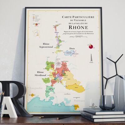 Mappa dei vini del Rodano - 50x70 cm