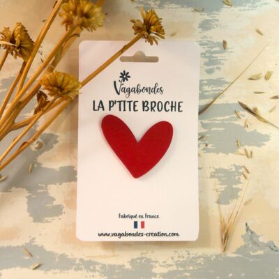 Broche de cuero y lentejuelas de fantasía - Corazón rojo