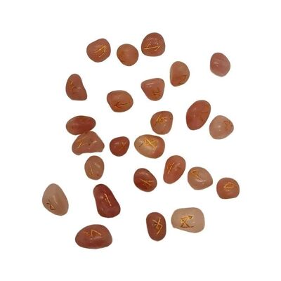 Conjunto de runas con bolsa, 1-2 cm, cuarzo rosa