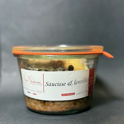Saucisses Lentilles - plat cuisiné longue conservation - 250g