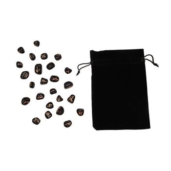 Chakra Black Rune Set avec pochette, 1-2cmx 3