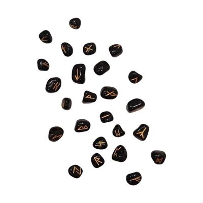 Chakra Black Rune Set with Pouch, 1-2cmx