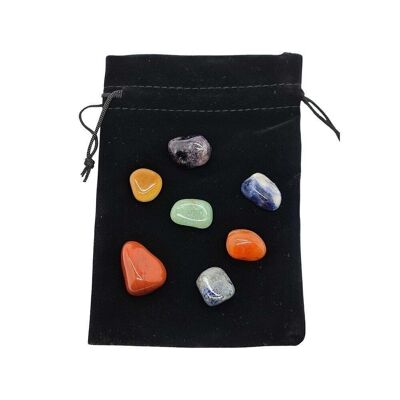 7 Chakra Stone Set with Pouch, 1-2cm