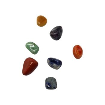 Ensemble de 7 pierres de chakra avec pochette, 1-2 cm 3
