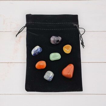 Ensemble de 7 pierres de chakra avec pochette, 1-2 cm 5