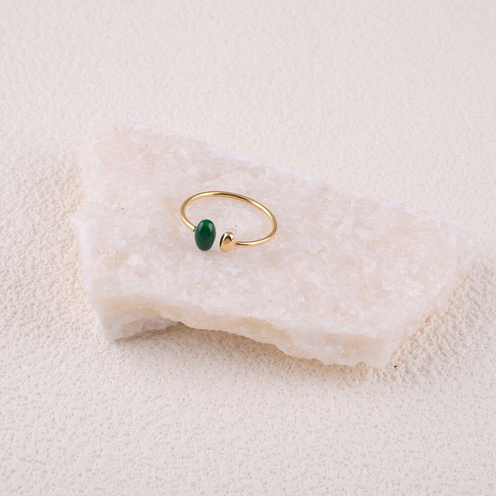 Anello aperto - doppio ovale e smalto glitterato