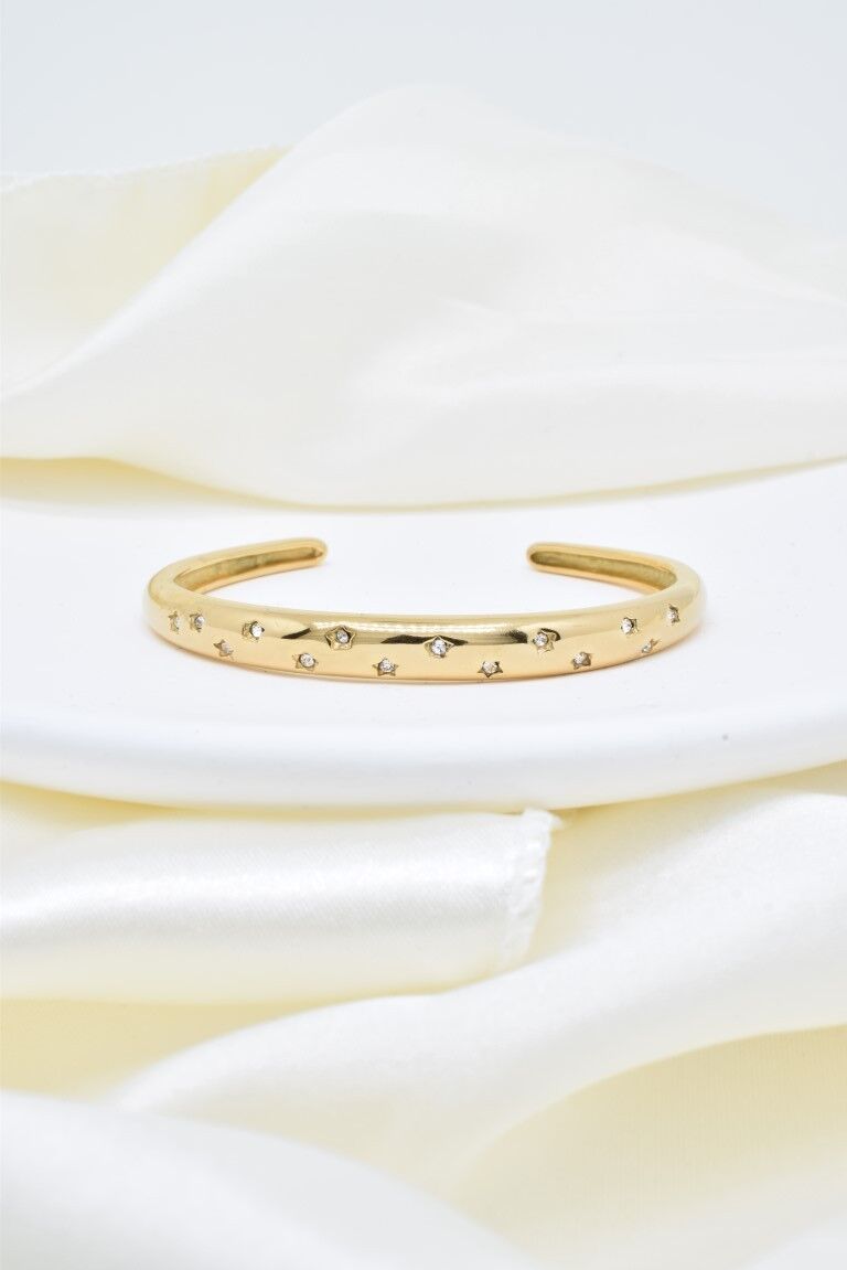 Verstellbares Armreif mit Kristallen aus Edelstahl - BR110296