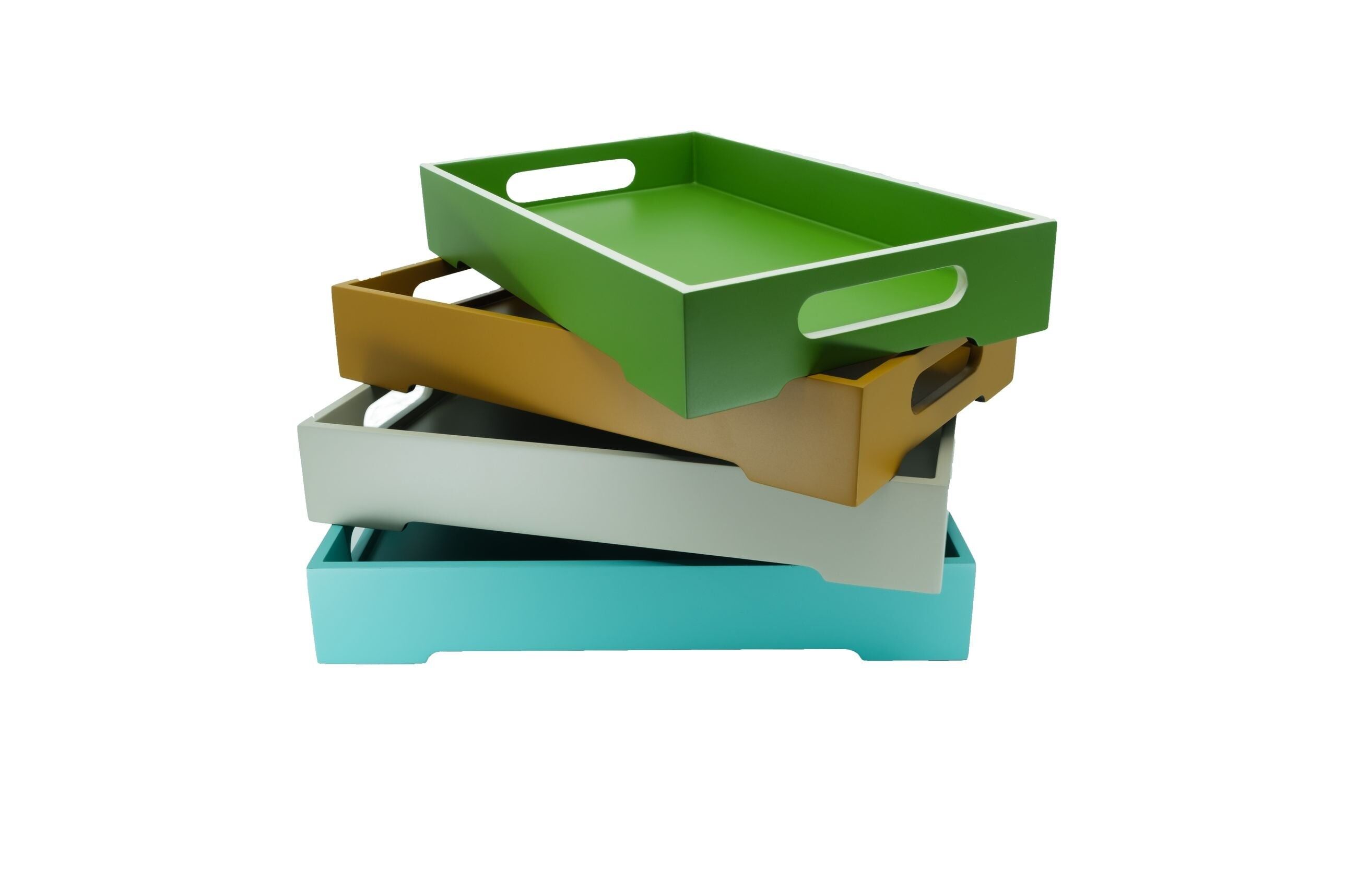 Vassoio rettangolare in legno laccato (30,5*18,5*5) cm