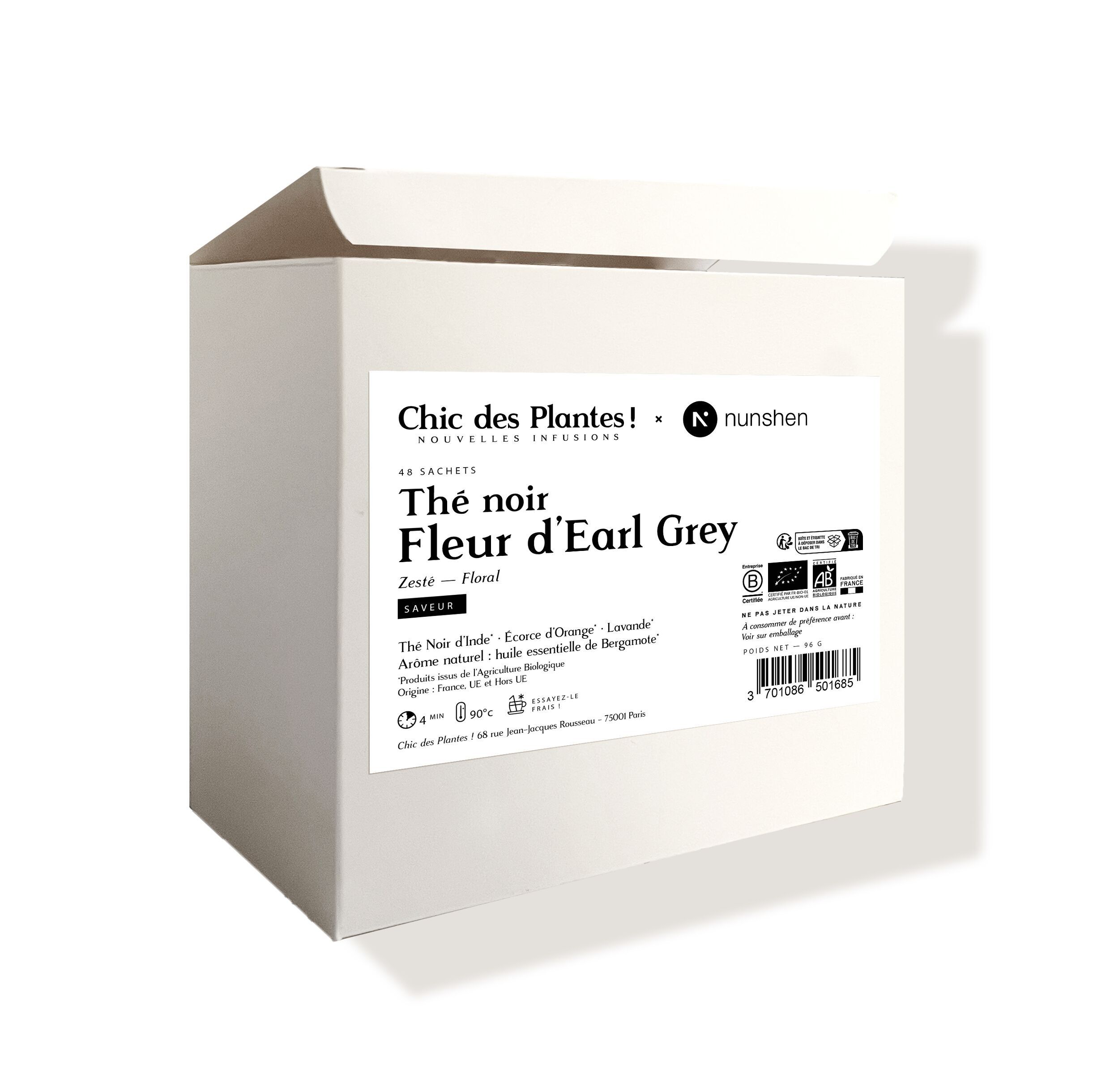 🫖 THÉ NOIR BIO - FLEUR D'EARL GREY (FORMAT CHR 48 SACHETS) - ORANGE, LAVANDE, BERGAMOTE