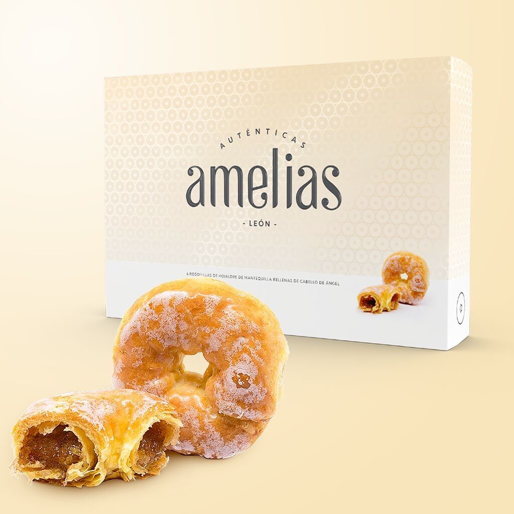 Amelias - Ciambelle di pasta sfoglia al burro ripiene di capelli d'angelo e glassate (450g)