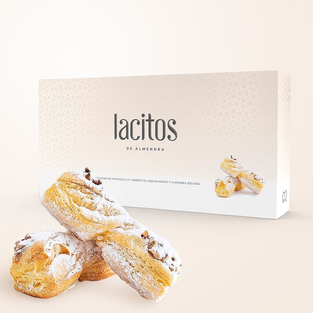 Lacitos - Hojaldre de mantequilla con almendras tostadas y azúcar glass (140g)