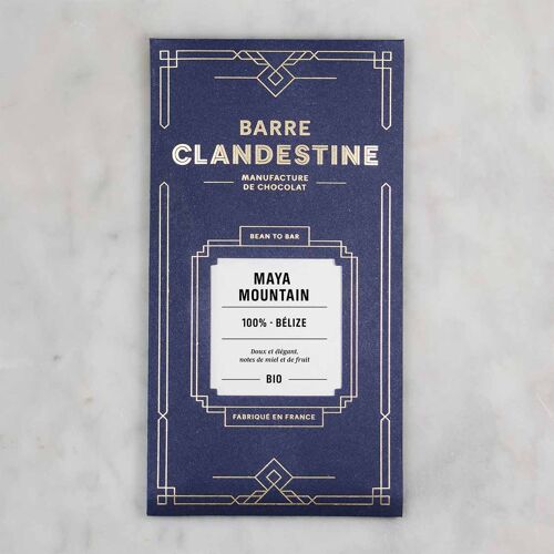 Tablette 100% cacao, Maya Mountain, Bélize, bean to bar