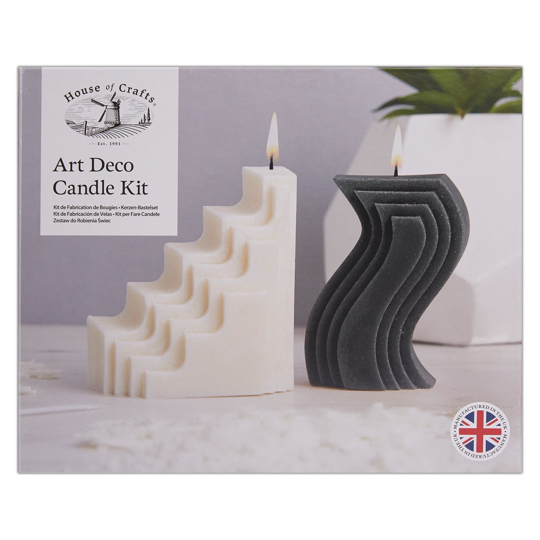 House Of Crafts Art Deco DIY Candle Making Hobby Craft Kit, Black And White, Scented Wick Candles Ideal For Adults, Older Children, Teenagers And Kids, Whether Beginners Or Experienced Crafters