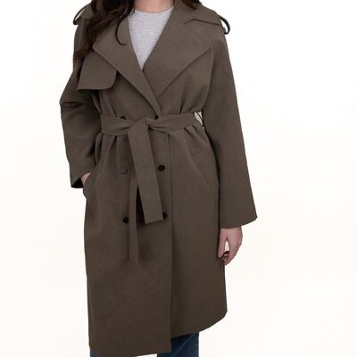 Gabardina con cinturón efecto ante - 3538