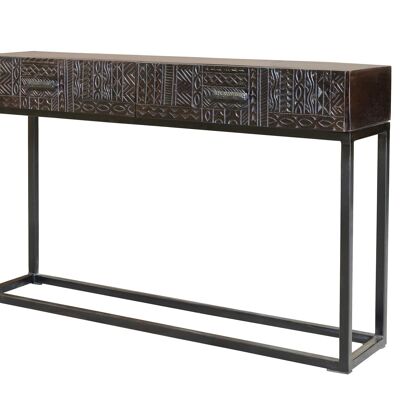 Consolle - Legno di mango e gambe in ferro - 120x30x76cm