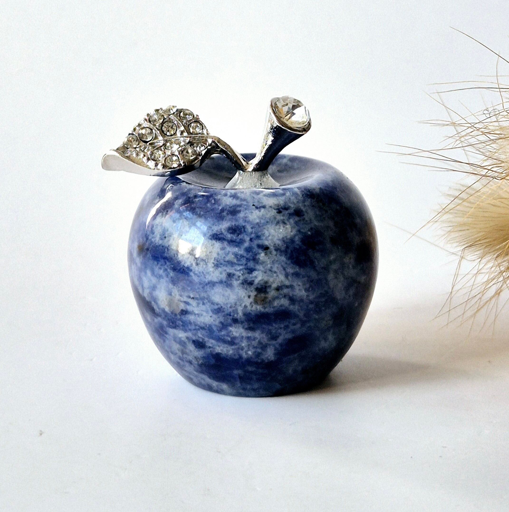 Mini mela di pietra preziosa con strass (3x3 cm) - Sodalite