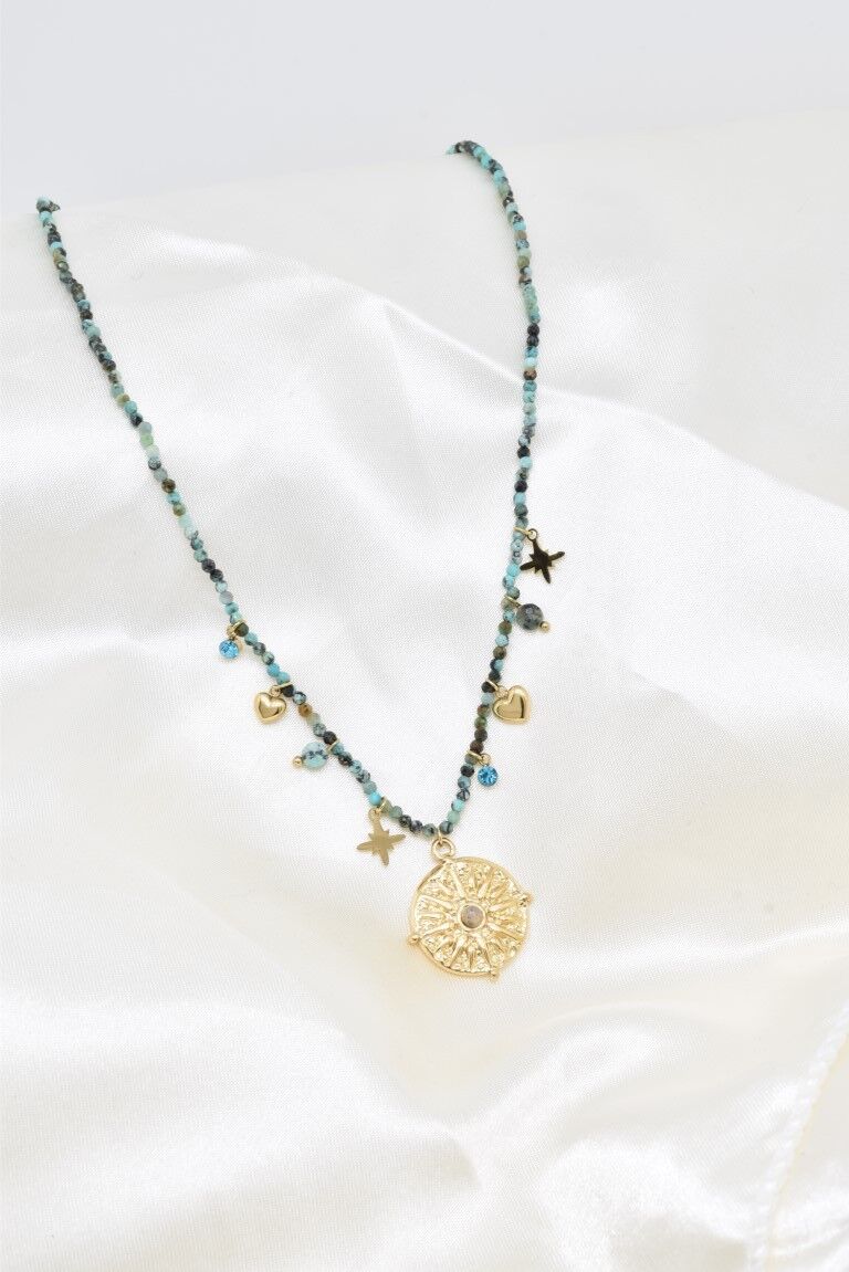 Collier pierre naturelle en acier inoxydable - BJ210226-VR