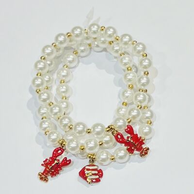 Set di bracciali 3 perline in acciaio inox pendenti a forma di aragosta
