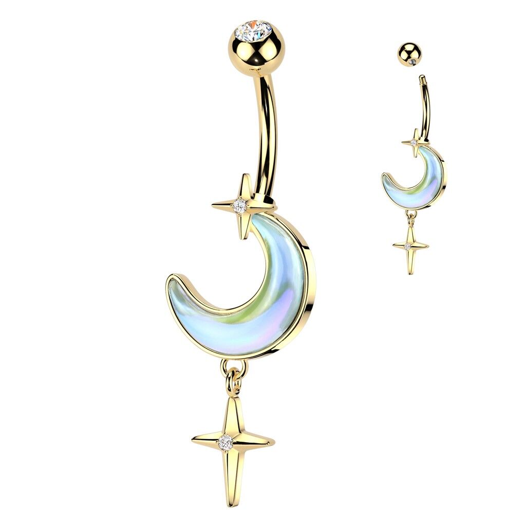Piercing Nombril AHDIA en Acier, Résine et Zirconium