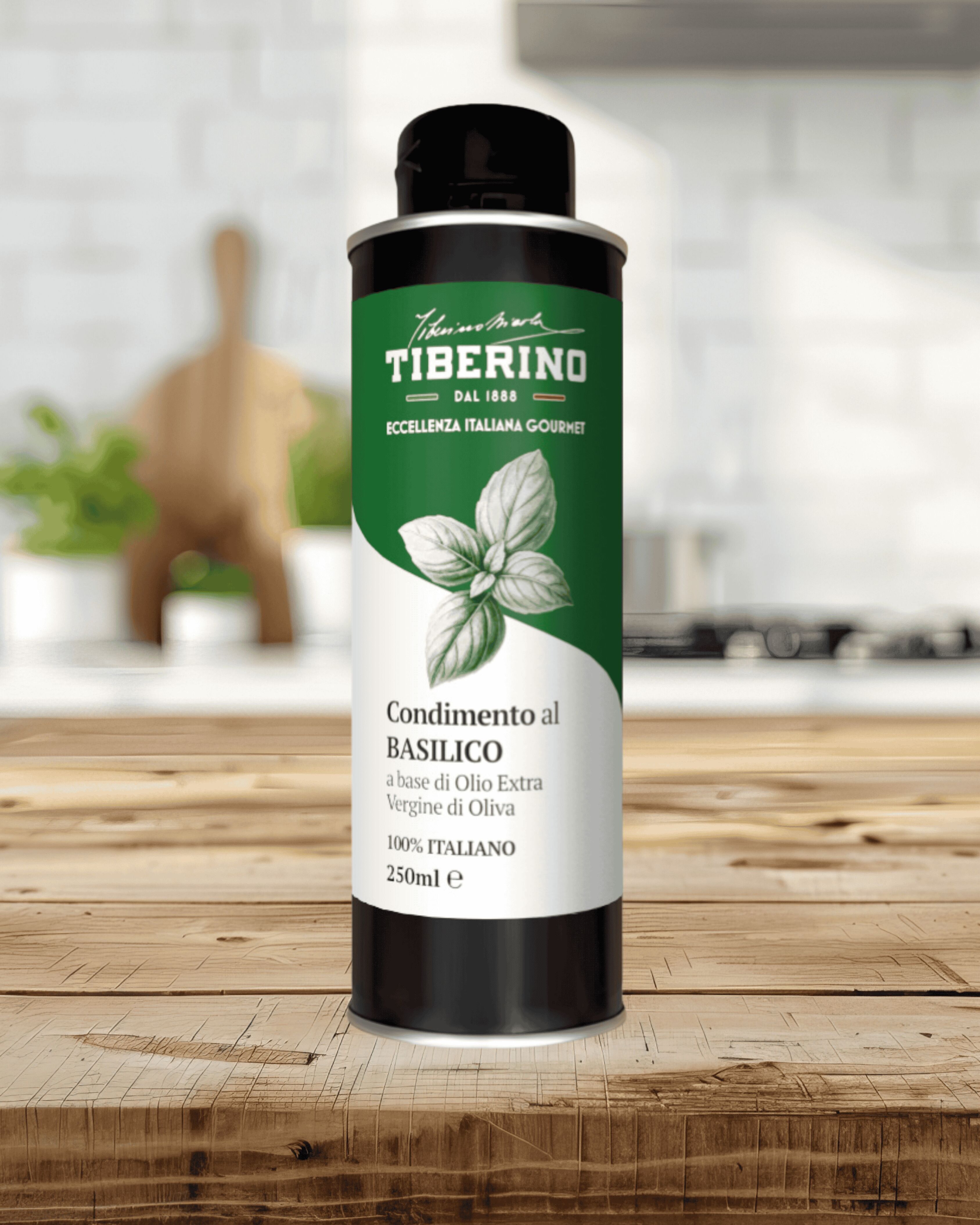 Condimento al basilico con olio extravergine di oliva italiano spremuto a freddo 250ml