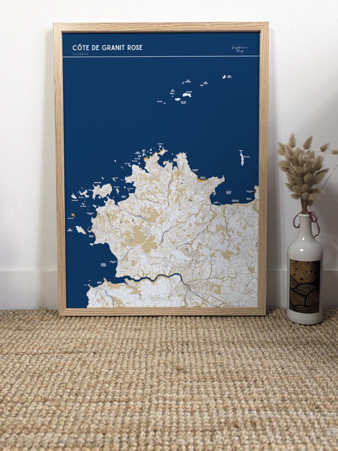 Póster con el mapa de la costa de granito rosa – SimpleMap